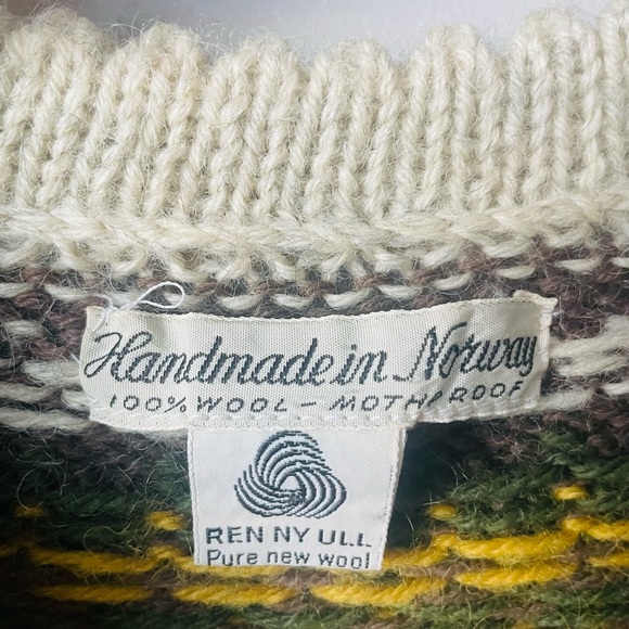 Vintage Handmade in Norway Wool Cardigan Fair Isle - Picture 11 of 14